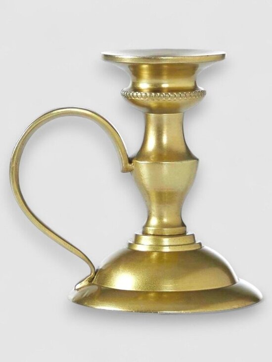 My Texas House Gold Metal Taper Candle Holder with Handle  My Texas House 4.5\